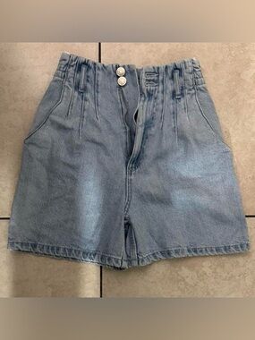 Zara Light Blue High-Waist Denim Shorts